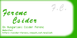 ferenc csider business card